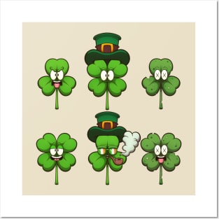 Cute Four-Leaf Clovers Posters and Art